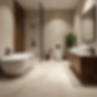 Natural Stone Elegance in Limited Spaces Luxurious natural stone flooring in a small bathroom