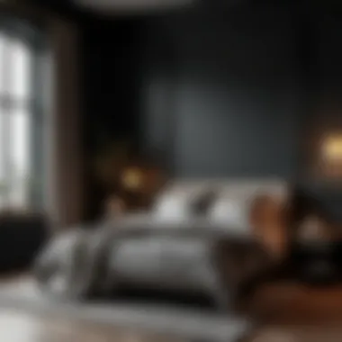 Elegant dark bedroom with stylish decor