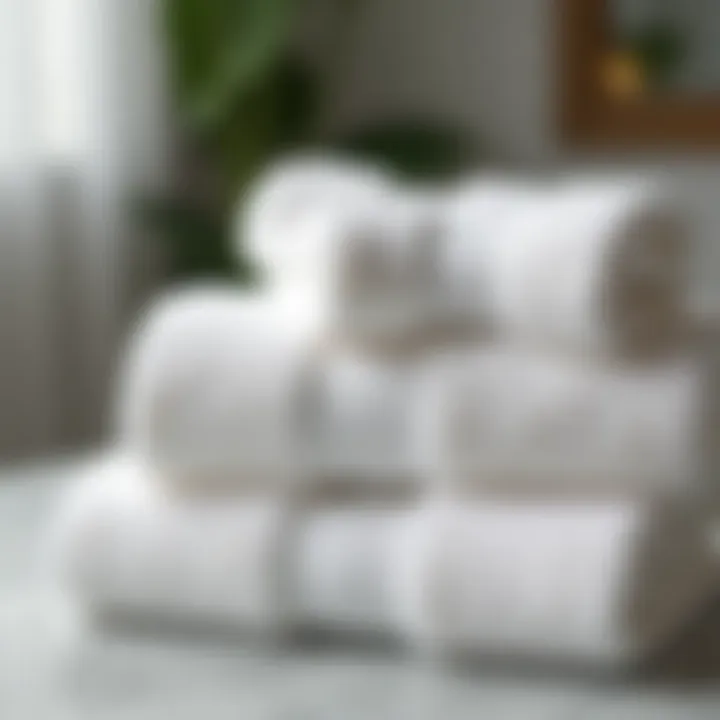 Luxurious plush bath towels stacked neatly