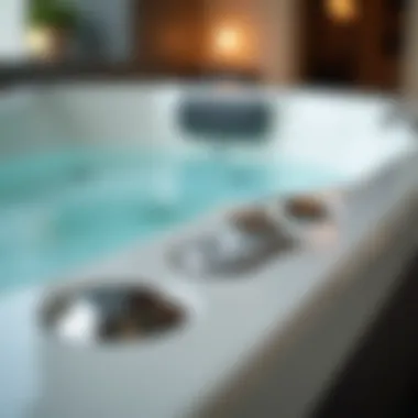 Detailed view of jacuzzi bathtub features and controls