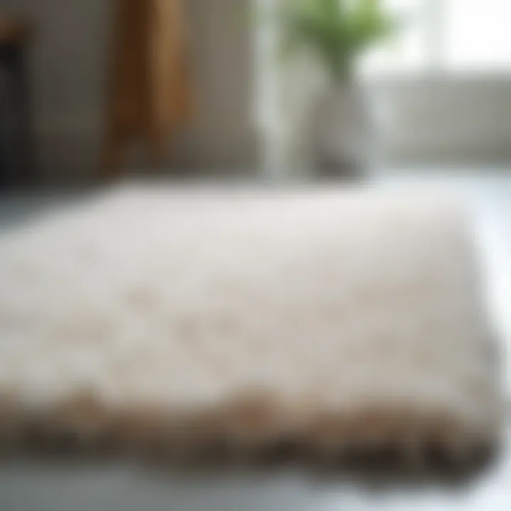 Close-up of innovative materials used in bath rugs