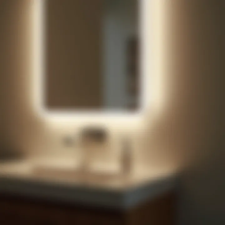 Close-up of a stylish LED bathroom mirror lamp