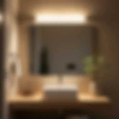 Energy-efficient bathroom mirror lamp with ambient lighting