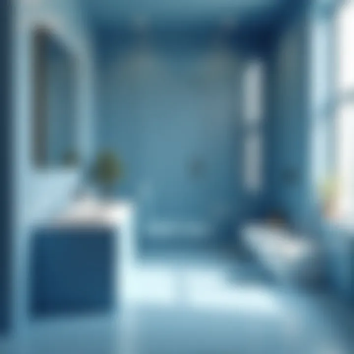 Calming blue tones in a modern bathroom