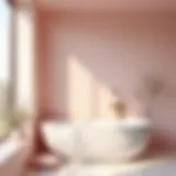 A serene bathroom with soft pastel colors