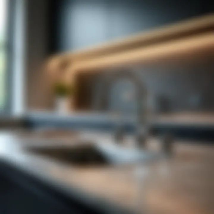 Close-up of stainless steel sink installation techniques