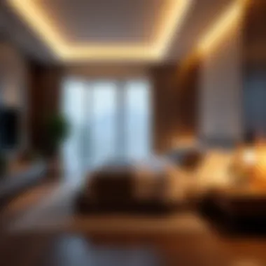 Installation of LED lights in a modern bedroom