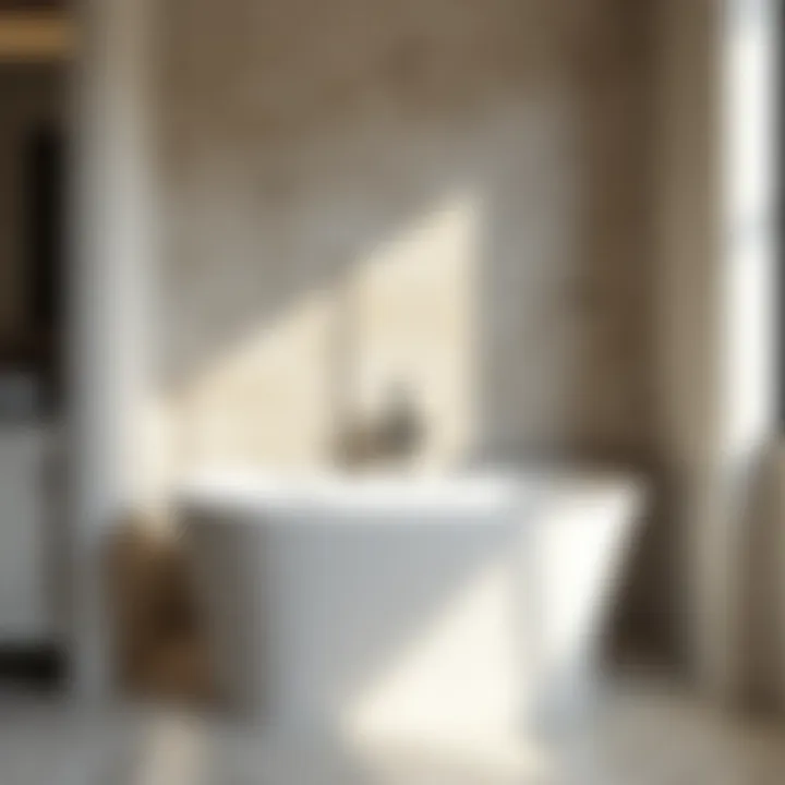 Luxurious soaking tub set against a backdrop of intricate tile work