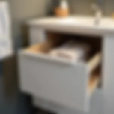 Close-up of storage solutions in a bathroom vanity