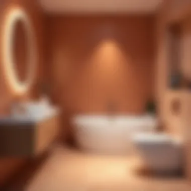 Stylish bathroom featuring warm shades