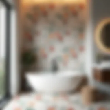 Embracing Modernity with Floral Tiles Elegant floral tile design in a modern bathroom