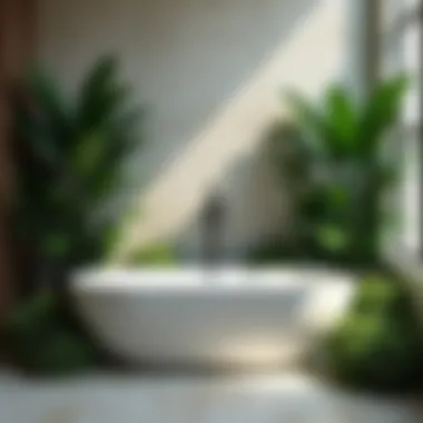 Freestanding Bathtub Oasis Elegant freestanding bathtub surrounded by greenery