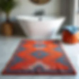 Vibrant southwest runner bath mat with geometric patterns