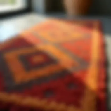 Close-up detail of the texture of a southwest runner bath mat