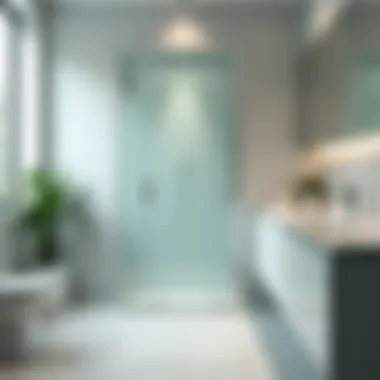 A sparkling clean glass door in a modern bathroom