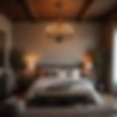 Rustic Chandelier Creating Cozy Bedroom Atmosphere A cozy bedroom with a rustic chandelier adding warmth to the ambiance